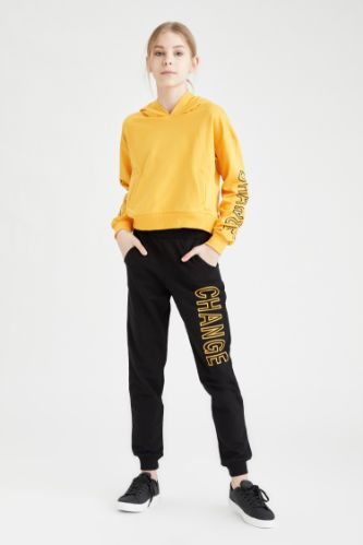 Kız Çocuk Baskılı Sweatshirt ve Jogger Eşofman Takım