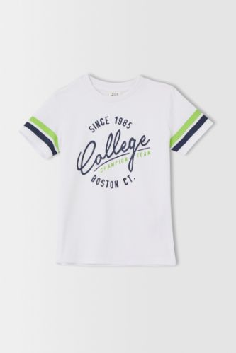 Erkek Çocuk Slogan Baskılı Kısa Kollu Tişört