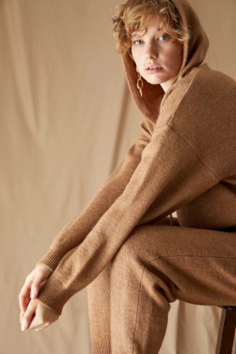 Kapüşonlu Relax Fit Crop Triko Sweatshirt