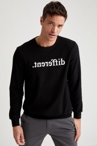Baskılı Regular Fit Bisiklet Yaka Sweatshirt