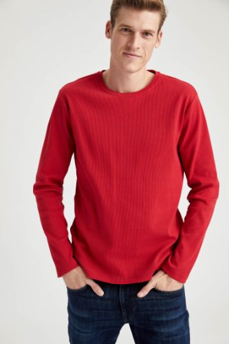 Bisiklet Yaka Slim Fit Uzun Kollu Basic Tişört