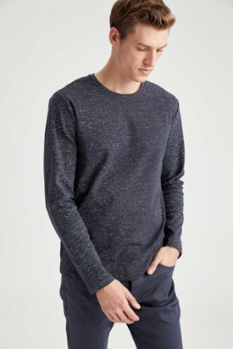 Bisiklet Yaka Slim Fit Uzun Kollu Basic Tişört