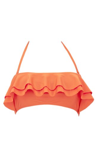 Volanlı Çıkarılabilir Pedli ve İp Askılı Bikini Üstü