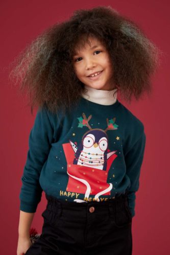 Kız Çocuk Yılbaşı Temalı Sweatshirt