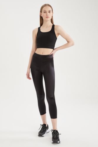 Slim Fit Yüksek Bel Parlak Tayt