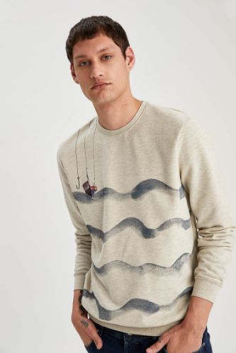 Baskılı Regular Fit Bisiklet Yaka Sweatshirt