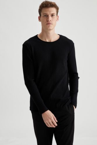 Bisiklet Yaka Slim Fit Uzun Kollu Basic Tişört