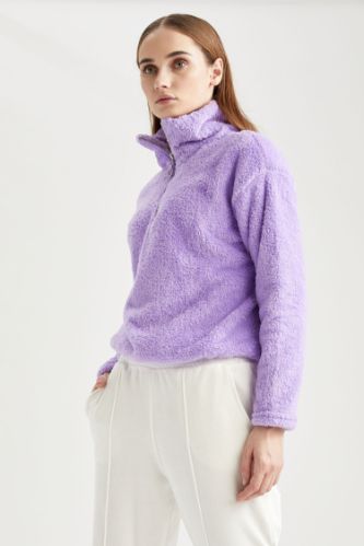 Pelüş Fermuarlı Relax Fit Sweatshirt