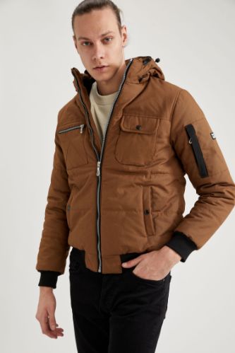 Slim Fit Kapüşonlu Pamuklu Mont