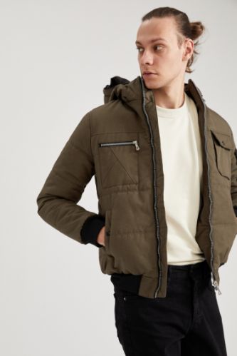 Slim Fit Kapüşonlu Pamuklu Mont