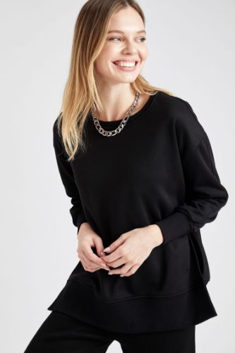 Yırtmaç Detaylı Oversize Fit Sweat Tunik