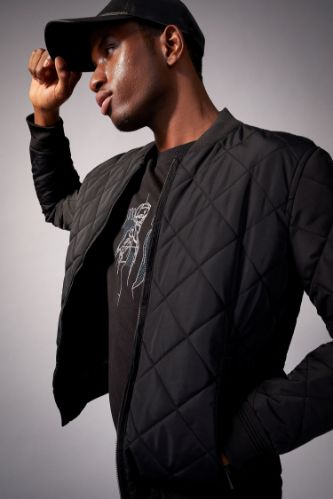 Slim Fit Kolej Yaka Bomber Süet Mont