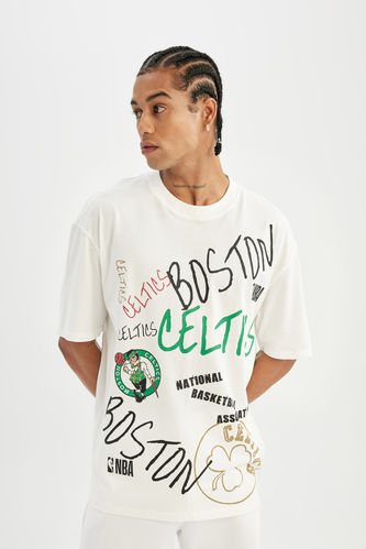 DeFactoFit NBA Boston Celtics Oversize Fit Bisiklet Yaka Kısa Kollu Tişört