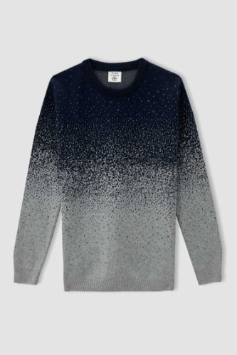 Erkek Çocuk Regular Fit Sıçratma Desenli Triko Kazak
