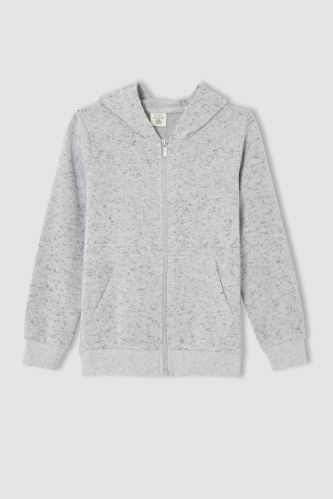 Erkek Çocuk Kapüşonlu İçi Yumuşak Tüylü Sweat Hırka