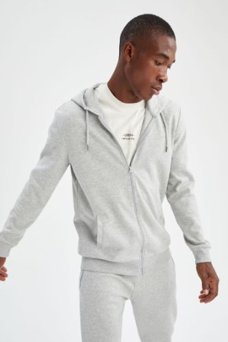 Regular Fit Kapüşonlu Fermuarlı Sweatshirt