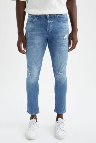 Carlo Skinny Fit Normal Bel Dar Paça Yırtık Detaylı Jean Pantolon
