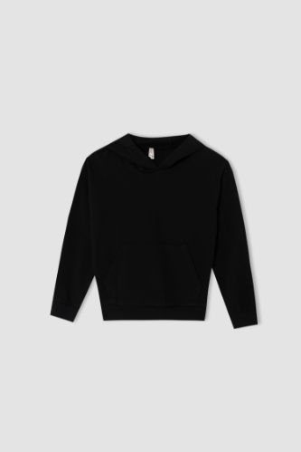 Kız Çocuk Kanguru Cepli Kapüşonlu Sweatshirt