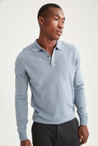 Slim Fit Polo Yaka Triko Kazak