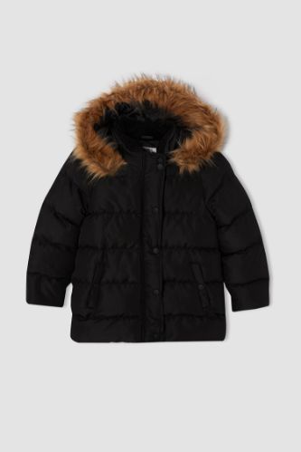 Kız Çocuk Kapüşonlu Suni Kürklü Parka