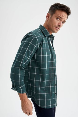 Modern Fit Ekose Desenli Uzun Kollu Oduncu Gömlek