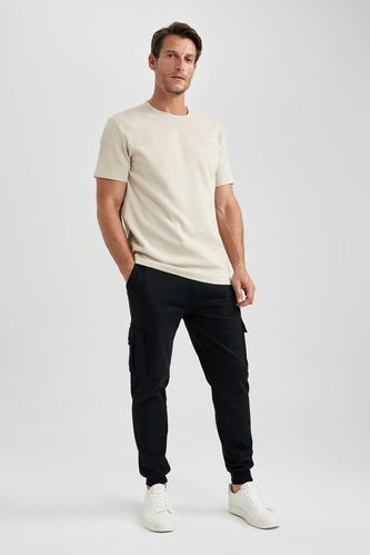 Regular Fit Rib Hem With Cargo Pocket Thin Sweatshirt Fabric Sweatpants
