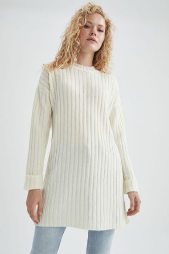 Regular Fit Bisiklet Yaka Basic Triko Tunik