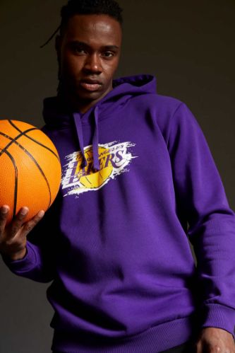 NBA Los Angeles Lakers Lisanslı Regular Fit Kapüşonlu Sweatshirt