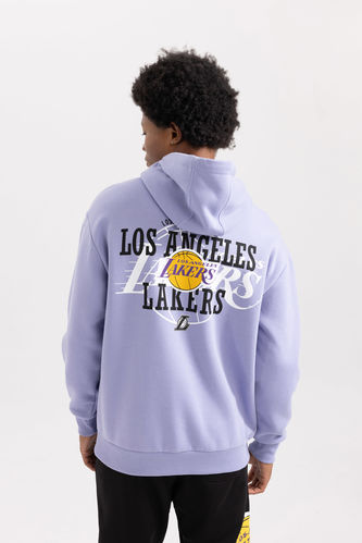DeFactoFit NBA Los Angeles Lakers Oversize Fit Kapüşonlu Kalın Sweatshirt
