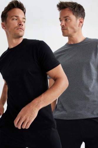 Regular Fit Bisiklet Yaka Basic 2'li Kısa Kollu Tişört