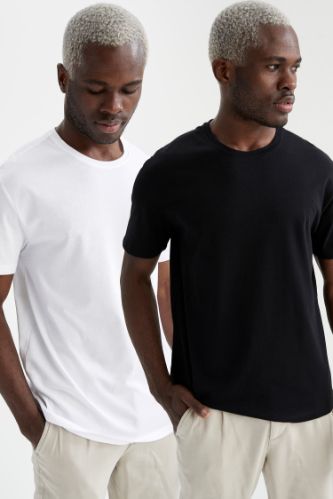 Regular Fit Bisiklet Yaka Basic 2'li Kısa Kollu Tişört