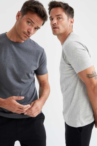 Regular Fit Bisiklet Yaka Basic 2'li Kısa Kollu Tişört