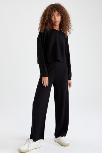 Geniş Paça Palazzo Relax Fit Triko Pantolon