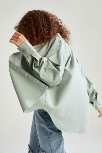Oversize Fit Cepli Pamuklu Oxford Gömlek