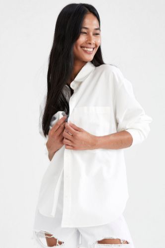 Oversize Fit Cepli Pamuklu Oxford Gömlek