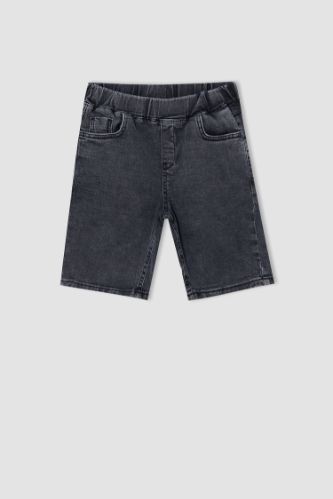 Erkek Çocuk Regualar Fit Esnek Belli Jean Bermuda Şort