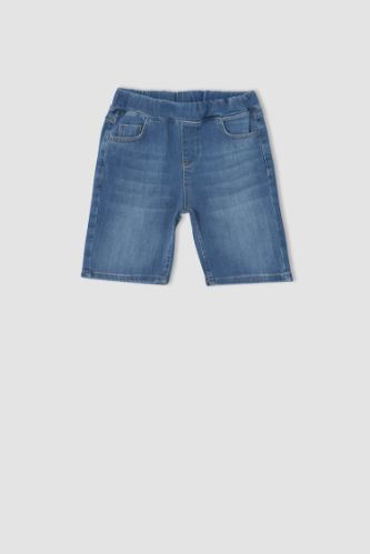 Erkek Çocuk Regular Fit Esnek Belli Jean Bermuda Şort