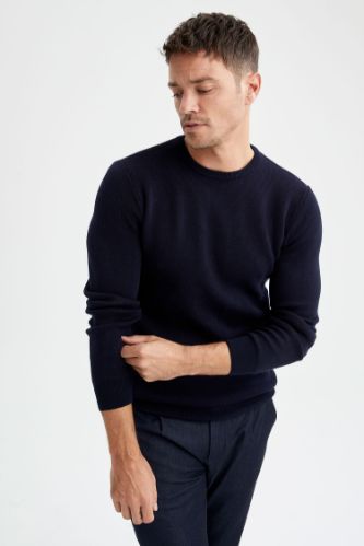 Slim Fit Bisiklet Yaka Triko Kazak