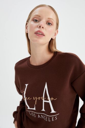 Slogan Baskılı Relax Fit Sweatshirt