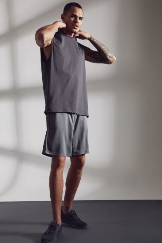 Slim Fit Beli Bağcıklı Spor Şort