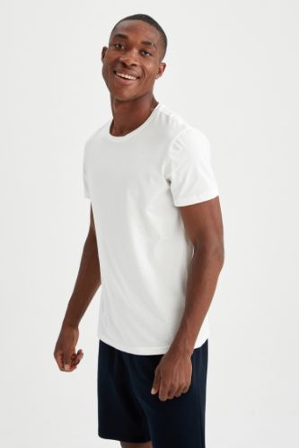 Slim Fit Bisiklet Yaka Basic Pijama Üstü