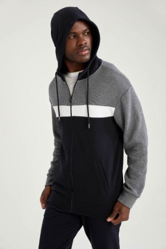 Regular Fit Kapüşonlu Fermuarlı Hırka