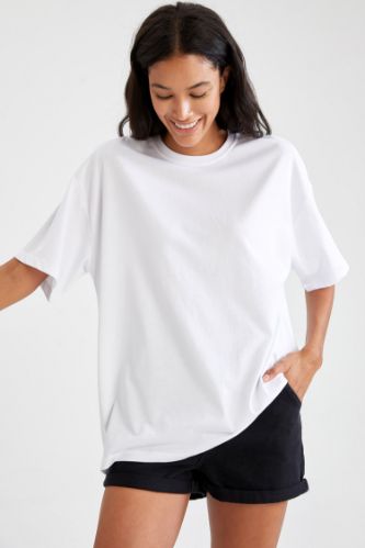 Basic Oversize Fit Pamuklu Kısa Kollu Tişört