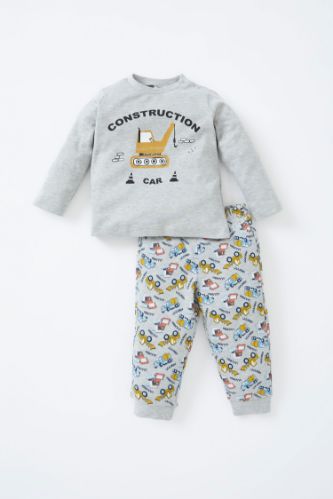 Erkek Bebek Desenli Uzun Kollu Pamuklu Pijama Takım
