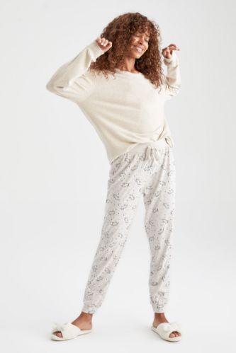 Kedi Baskılı Relax Fit Jogger Pijama Altı