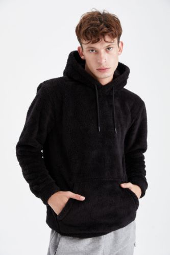 Regular Fit Kapüşonlu Kanguru Cepli Isı Yalıtımlı Warmtech Uzun Kollu Sweatshirt