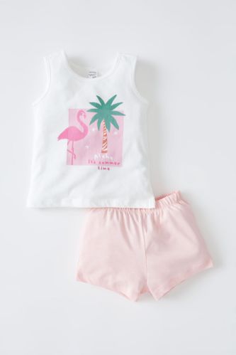 Kız Bebek Flamingo Baskılı Atlet Ve Şort Takımı