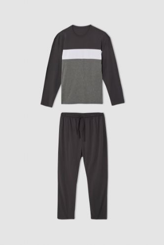 Büyük Beden Regular Fit Renk Bloklu Pijama Takımı