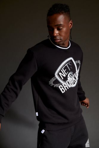 NBA Brooklyn Nets Lisanslı Regular Fit Bisiklet Yaka Sweatshirt