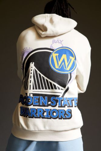 Defacto Fit NBA Golden State Warriors Lisanslı Oversize Fit Kapüşonlu Sırt Baskılı Sweatshirt